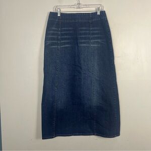 Vintage Clere Y2K denim midi cotton skirt size 10 back slit